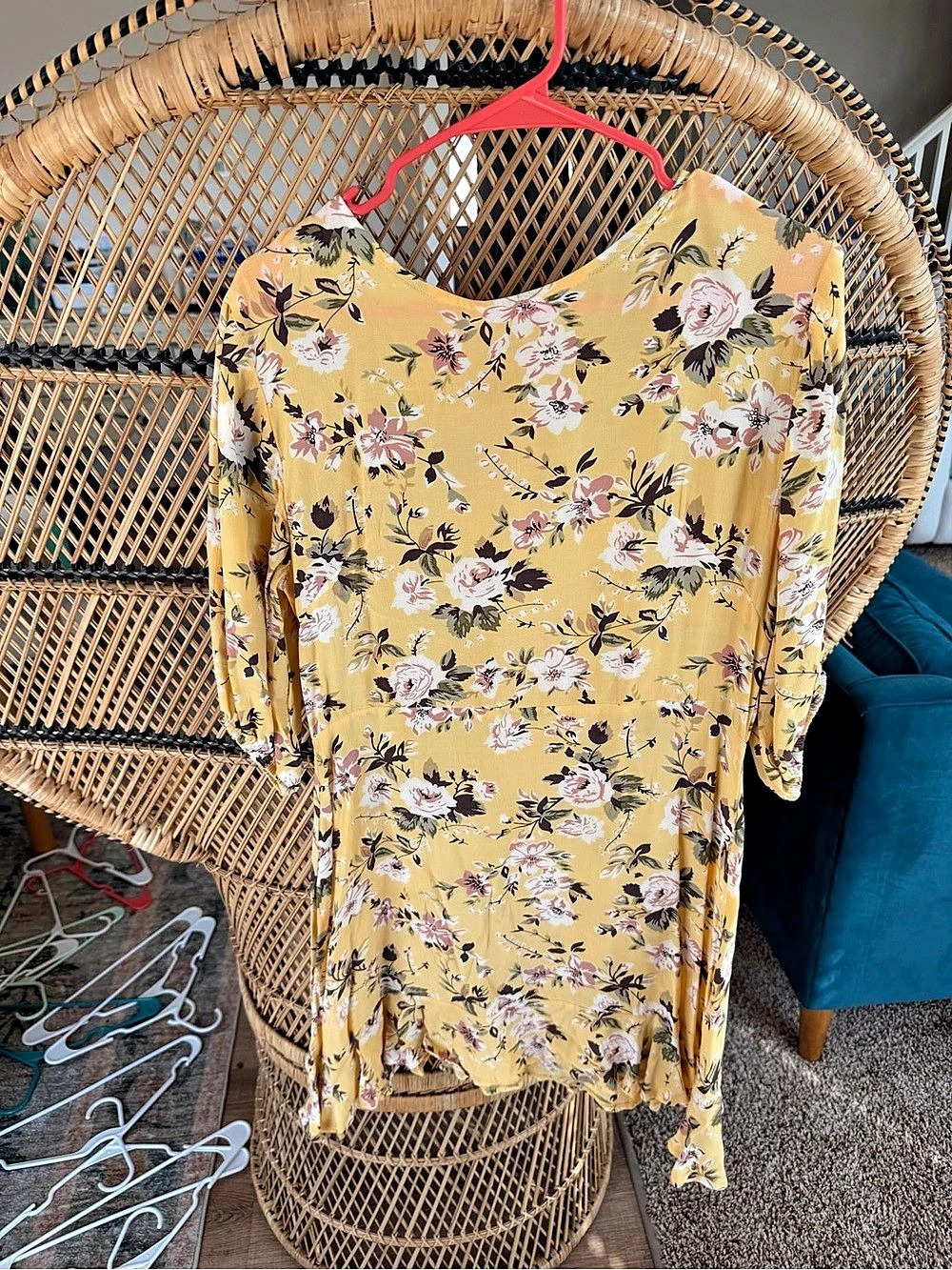 Faithfull the Brand Floral Mini Dress in Yellow Size Medium